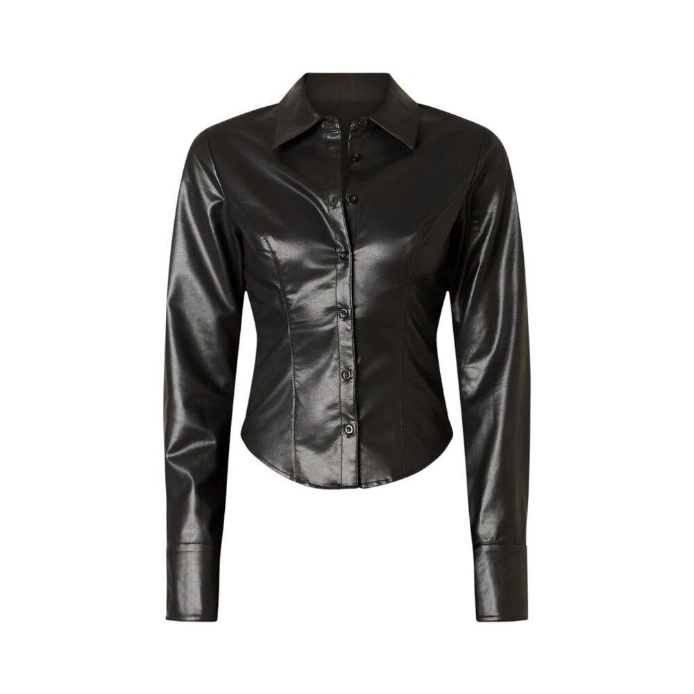 NIA the Brand Brielle Black Faux Leather Shirt – NWT – Size S – MSRP $88 - Picture 4 of 5